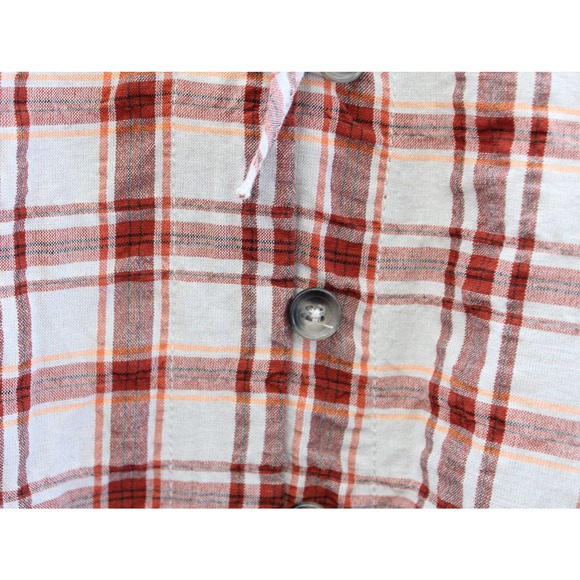 Maeve Anthropologie Plaid Ruffle Button Front Tie Neck Top Blouse Size XS Red - Picture 9 of 11